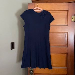 New York & Co Fit n’ Flare Navy Dress Bow Detail L